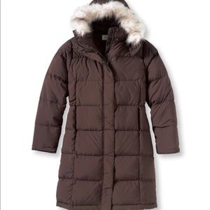 Ll Bean 3/4 length goose down long puffer coat-